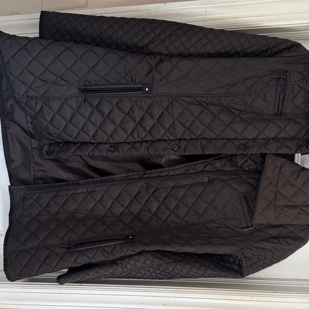 Ladys Quilted Black Jacket - Lightweight Long Coat